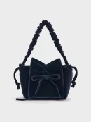 Bow Ruched Top Handle Bag